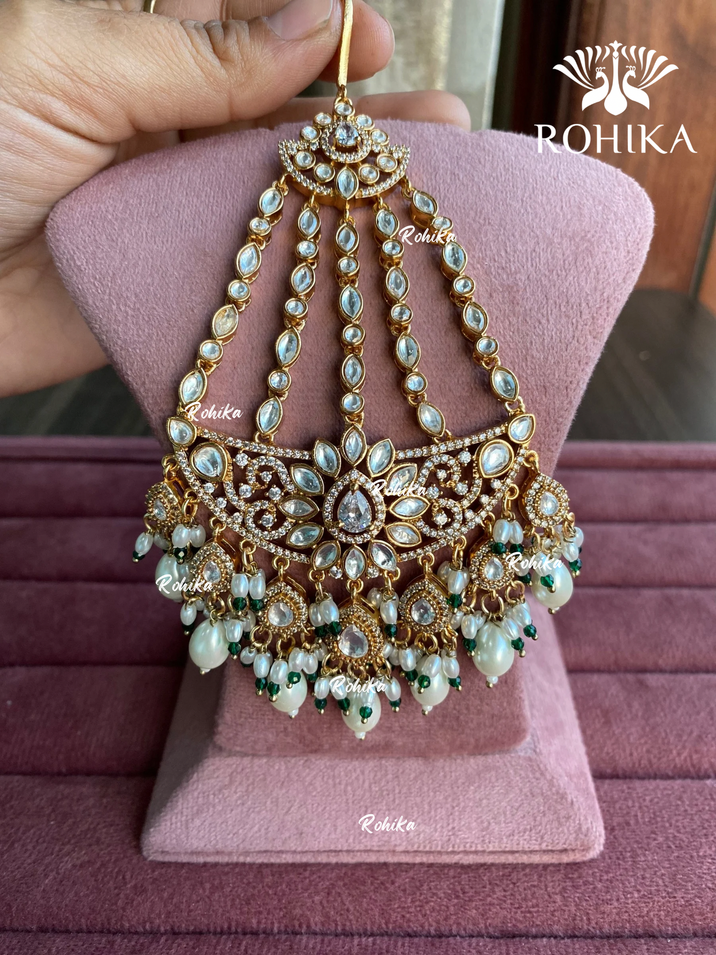 Bandini polki kundan passa /jhoomer (009) - White & green