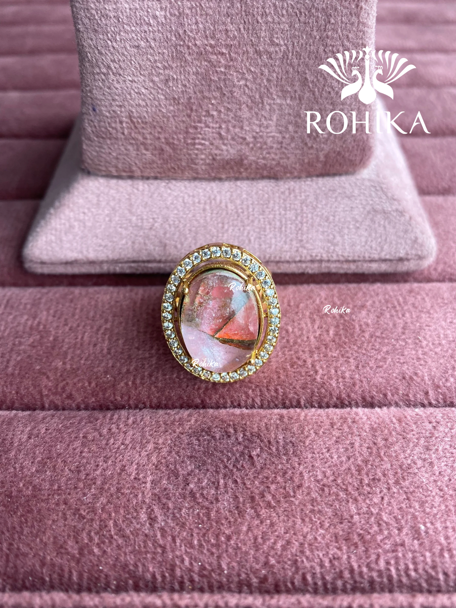 Angana polki kundan ring (SG-090) - pink