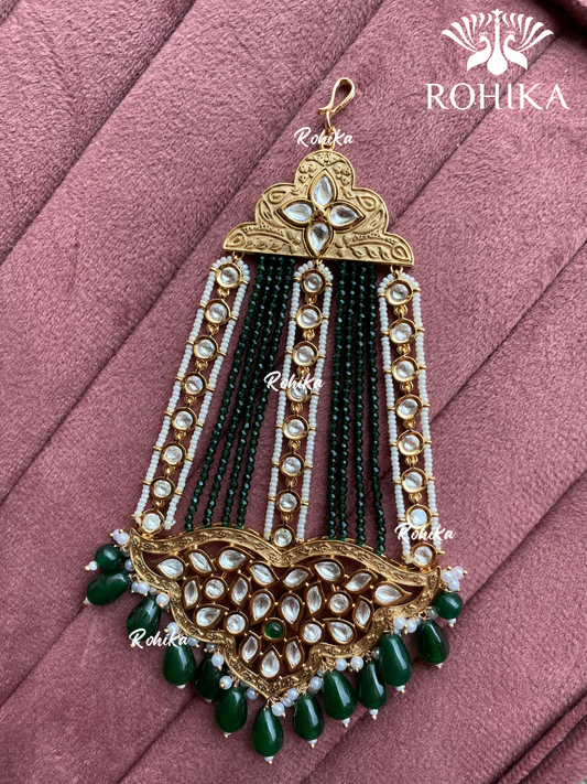 Bandini polki kundan passa /jhoomer - Dark green