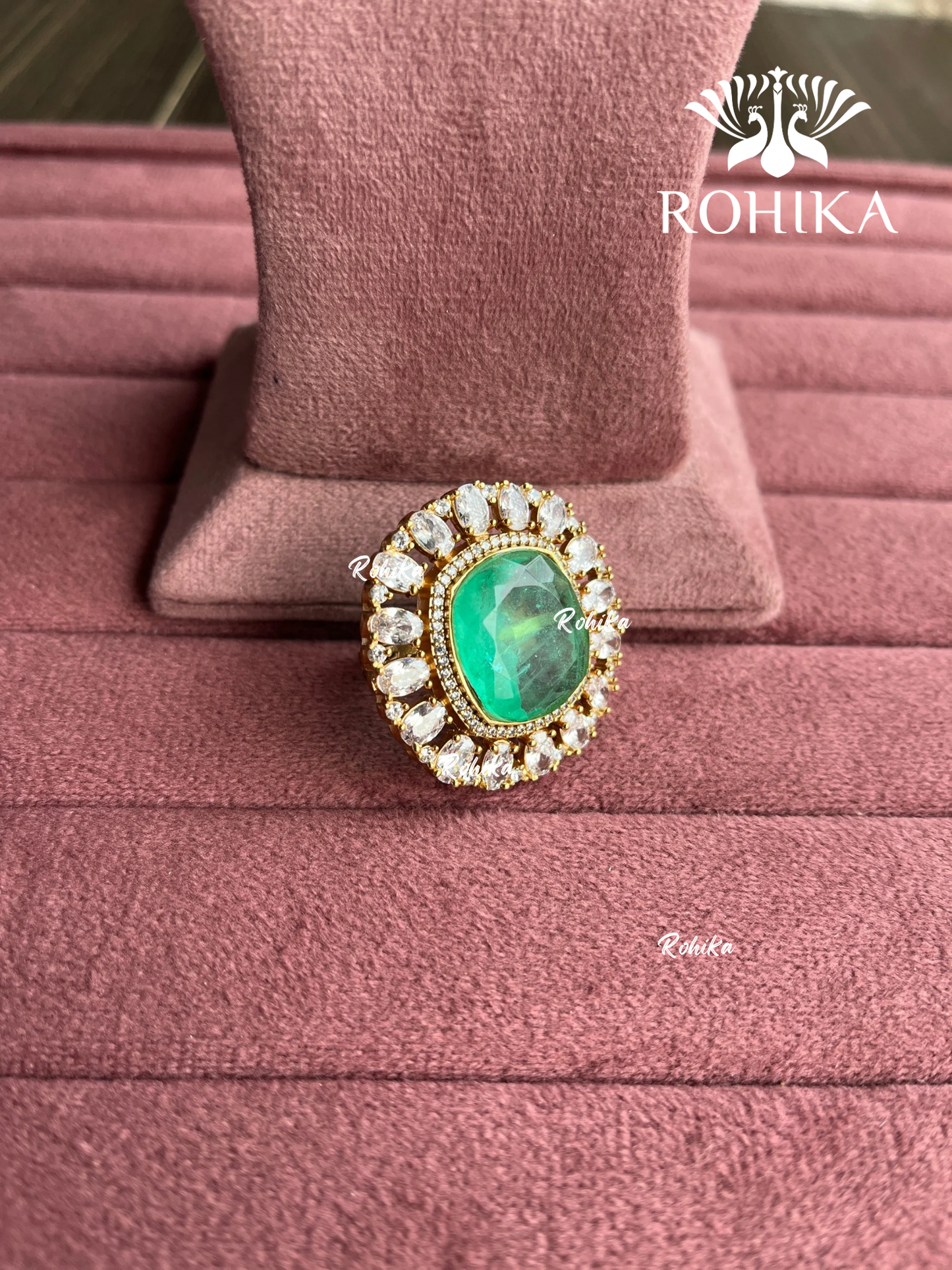 Angana polki kundan ring (SG-139) - Mint green