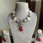 Saabya inspired polki kundan necklace set (SS002)- Red