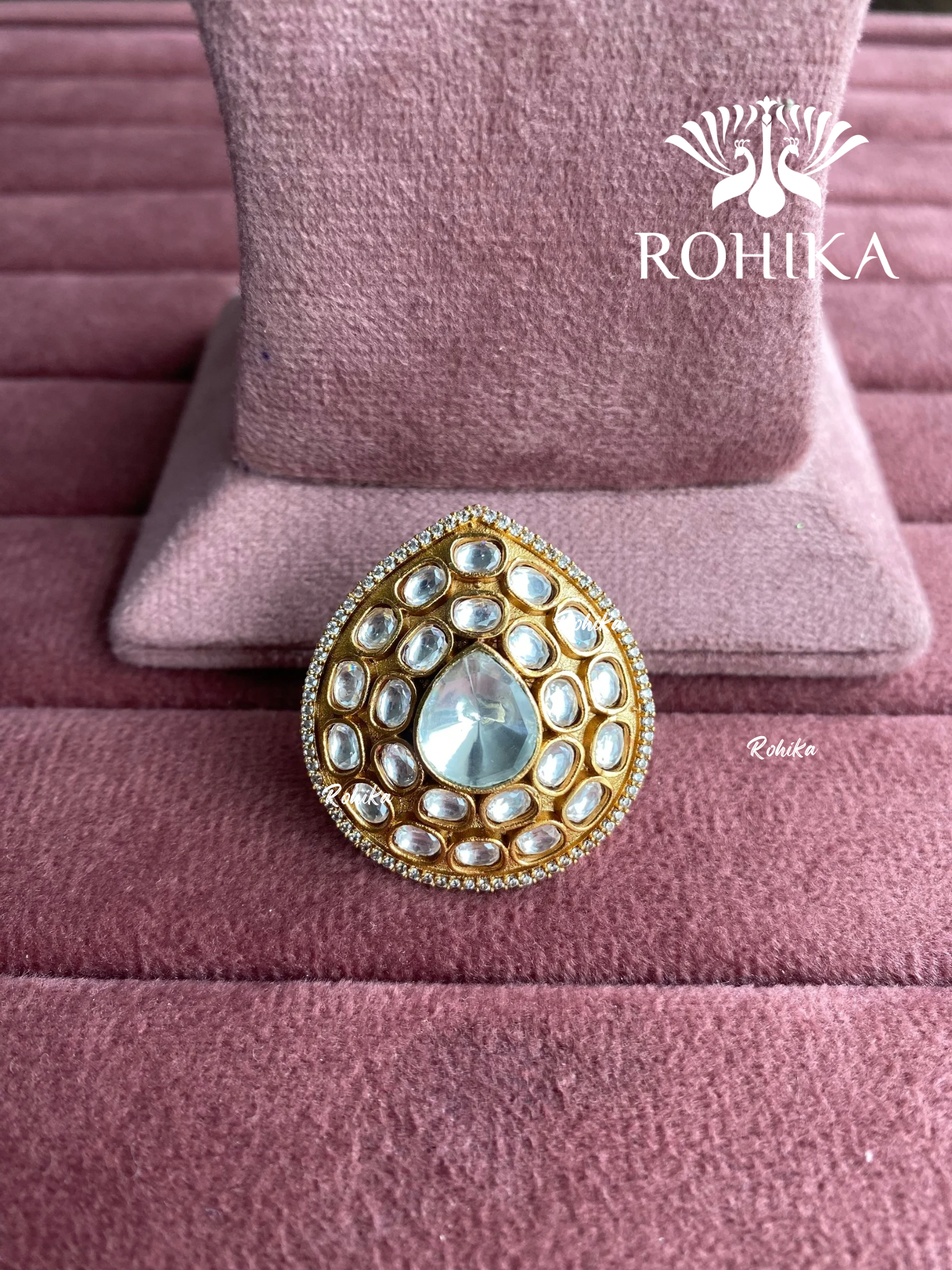 Angana polki kundan ring (SG-130) - White 