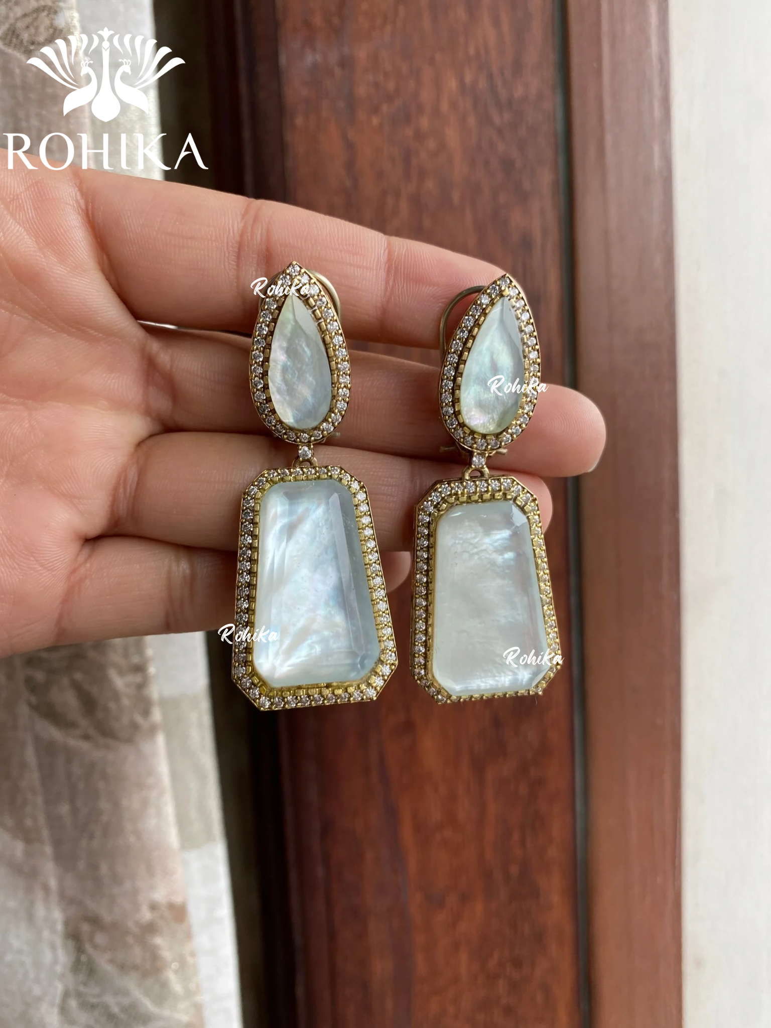 polki kundan earrings - White