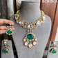 Manya polki kundan necklace set - Dark green