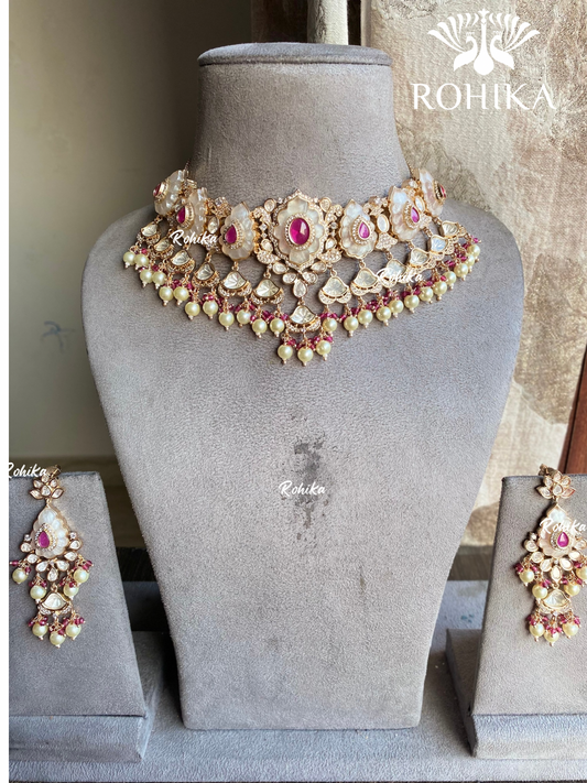 Nasant moisanite necklace set - Pink