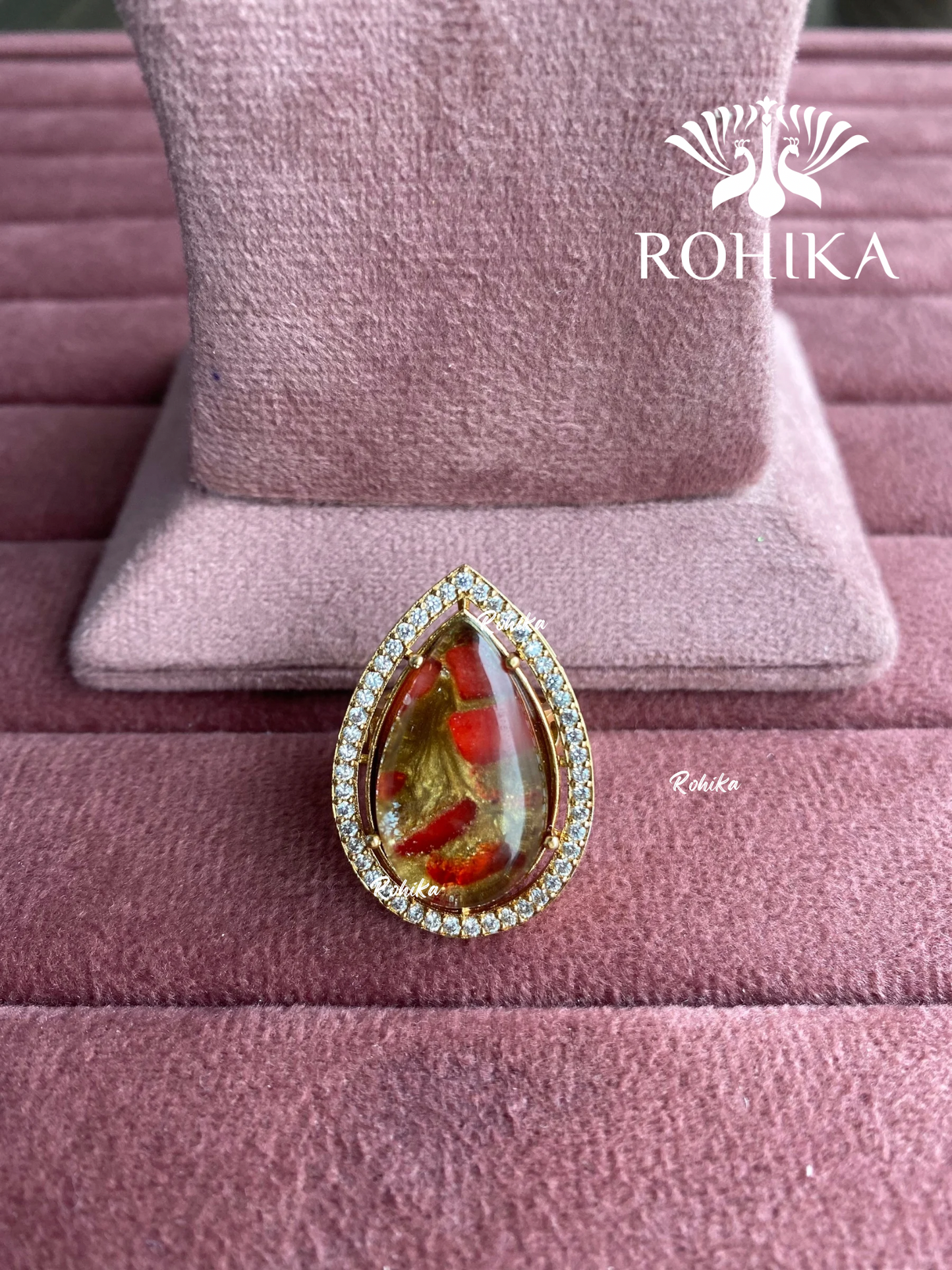 Angana polki kundan ring (SG-123) - Red