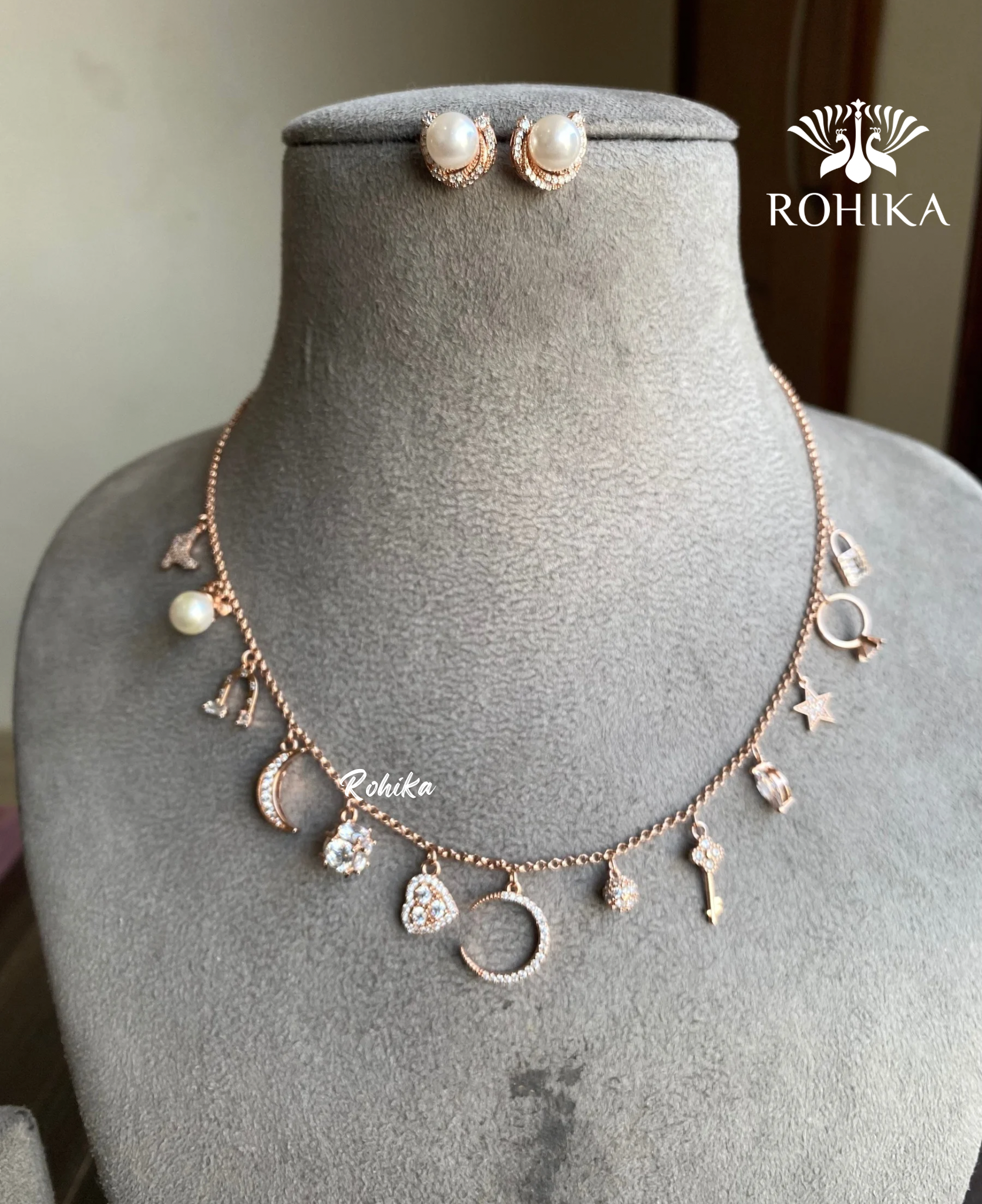 Isabella charms necklace set - Rosegold