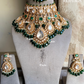 Indrani moisanite bridal necklace set - Dark Green