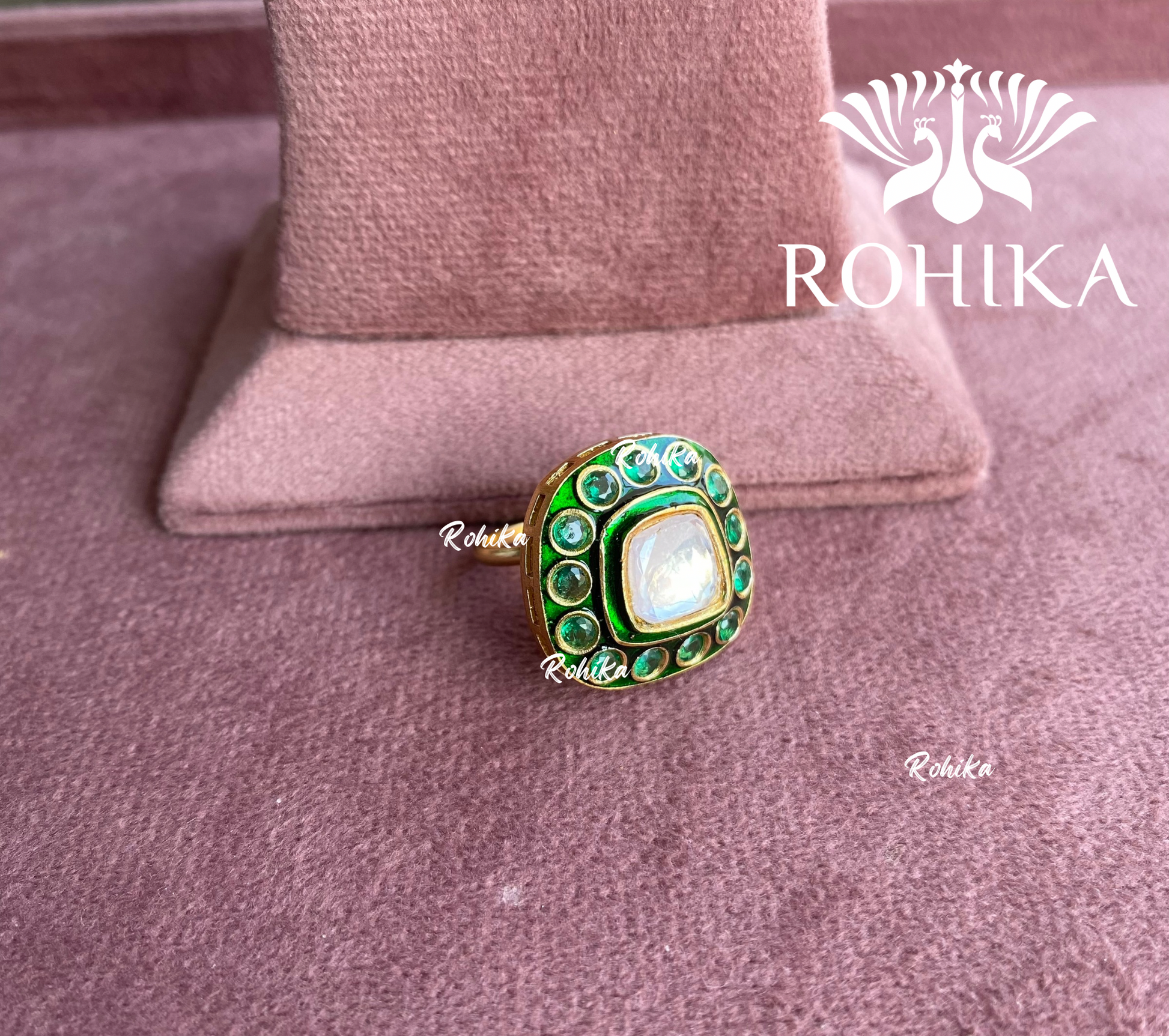 Angana polki kundan ring  (SG-052) - Dark green