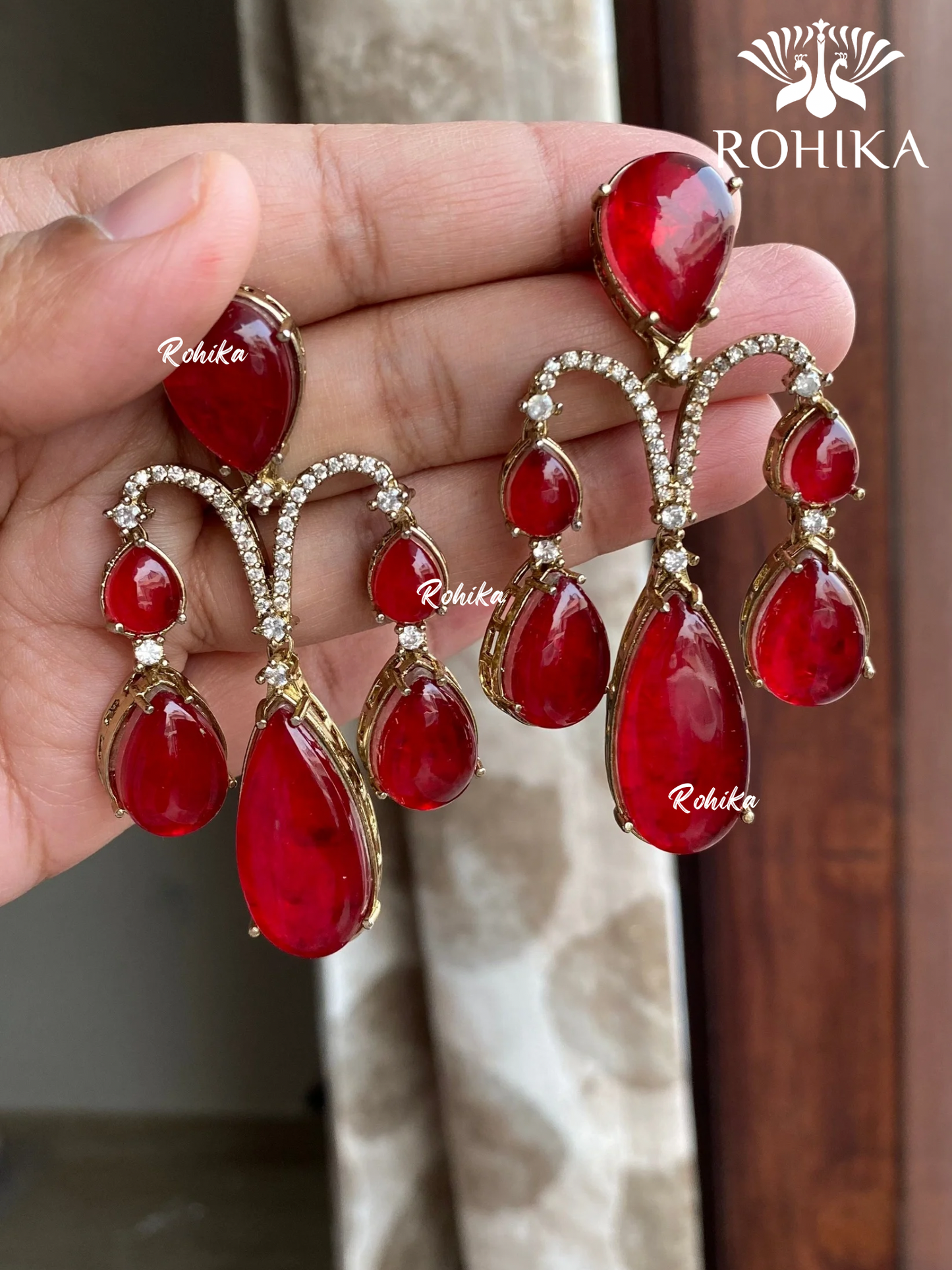 Pankh doublet earrings - Red