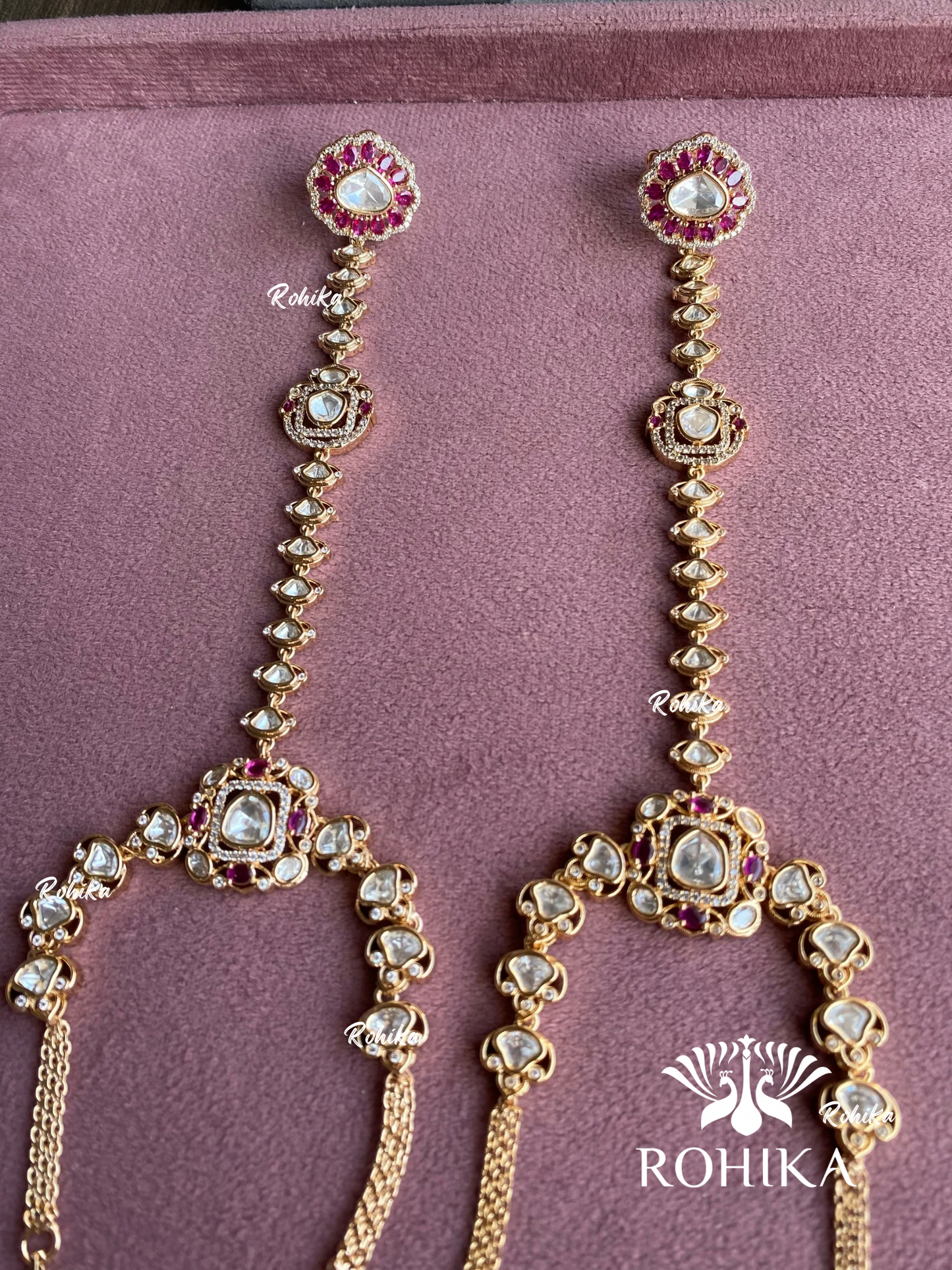 Rajsi moisanite bridal combo set - Pink and golden