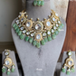 Zayna bikaneri polki kundan choker set - Mint green