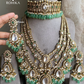 Saanjh polki kundan bridal combo set - Mint green