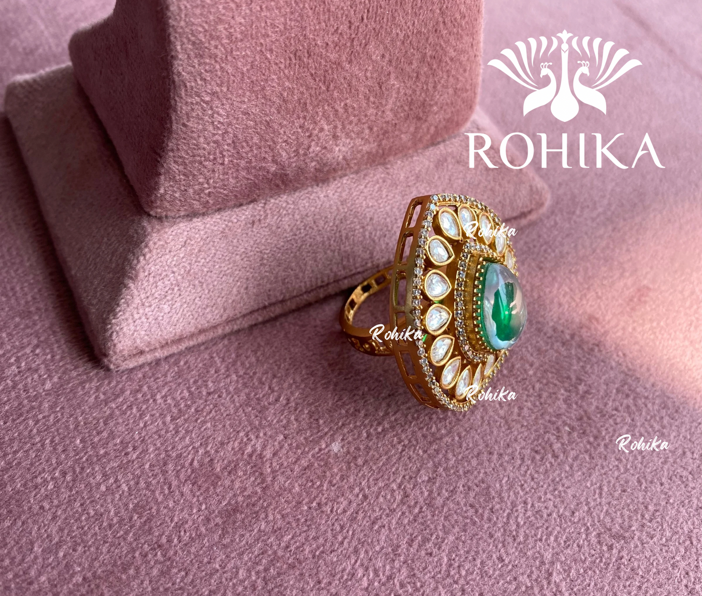 Angana polki kundan ring  (SG-035) - Green