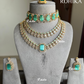 Meer american diamond  necklace set - Mint green