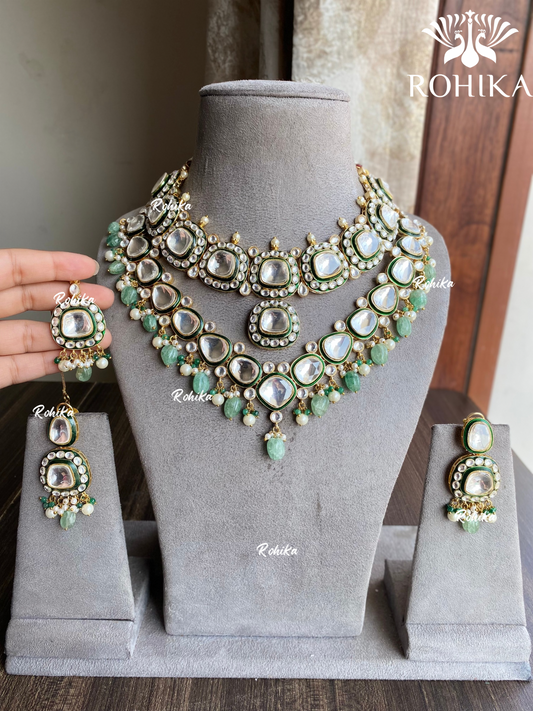 Keya bikaneri polki kundan choker set - Mint green