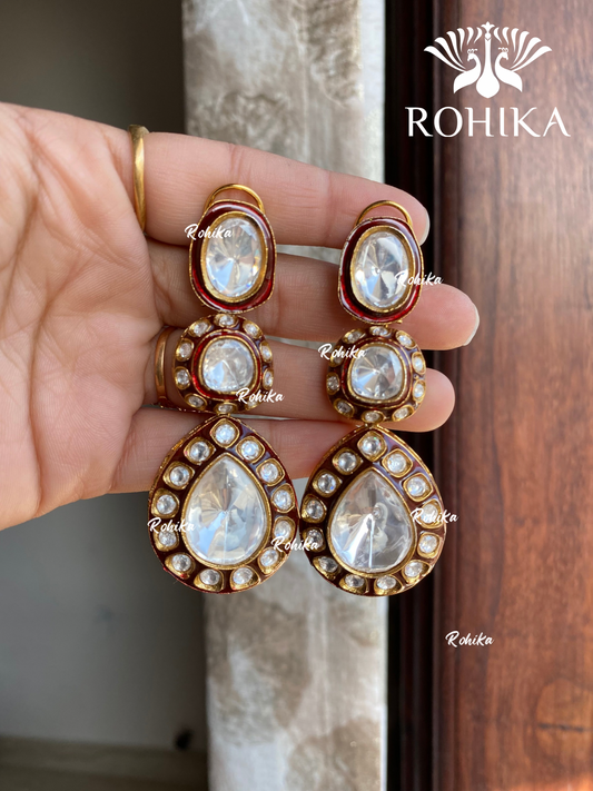 Dhara bikaneri kundan earrings - Robbi red