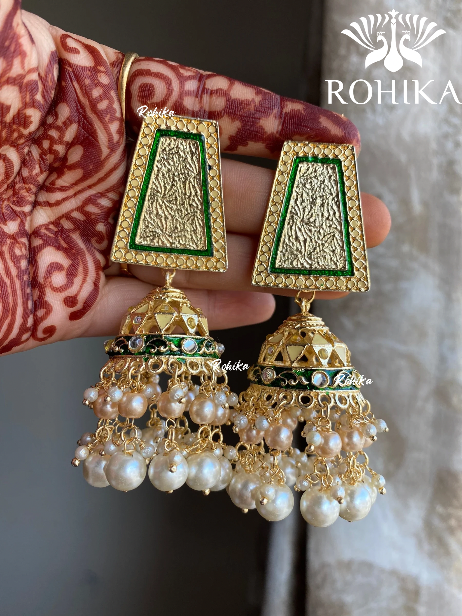 Suchi beautiful earrings - Green & yellow