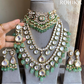 Swar polki kundan bridal combo set - Mint green