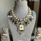 Saabya inspired polki kundan necklace set - Multi colour