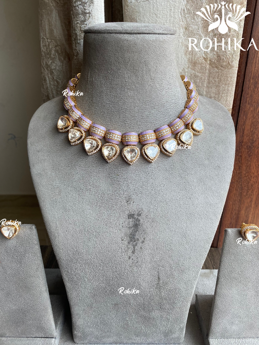 Hania moisinite necklace set - Purple