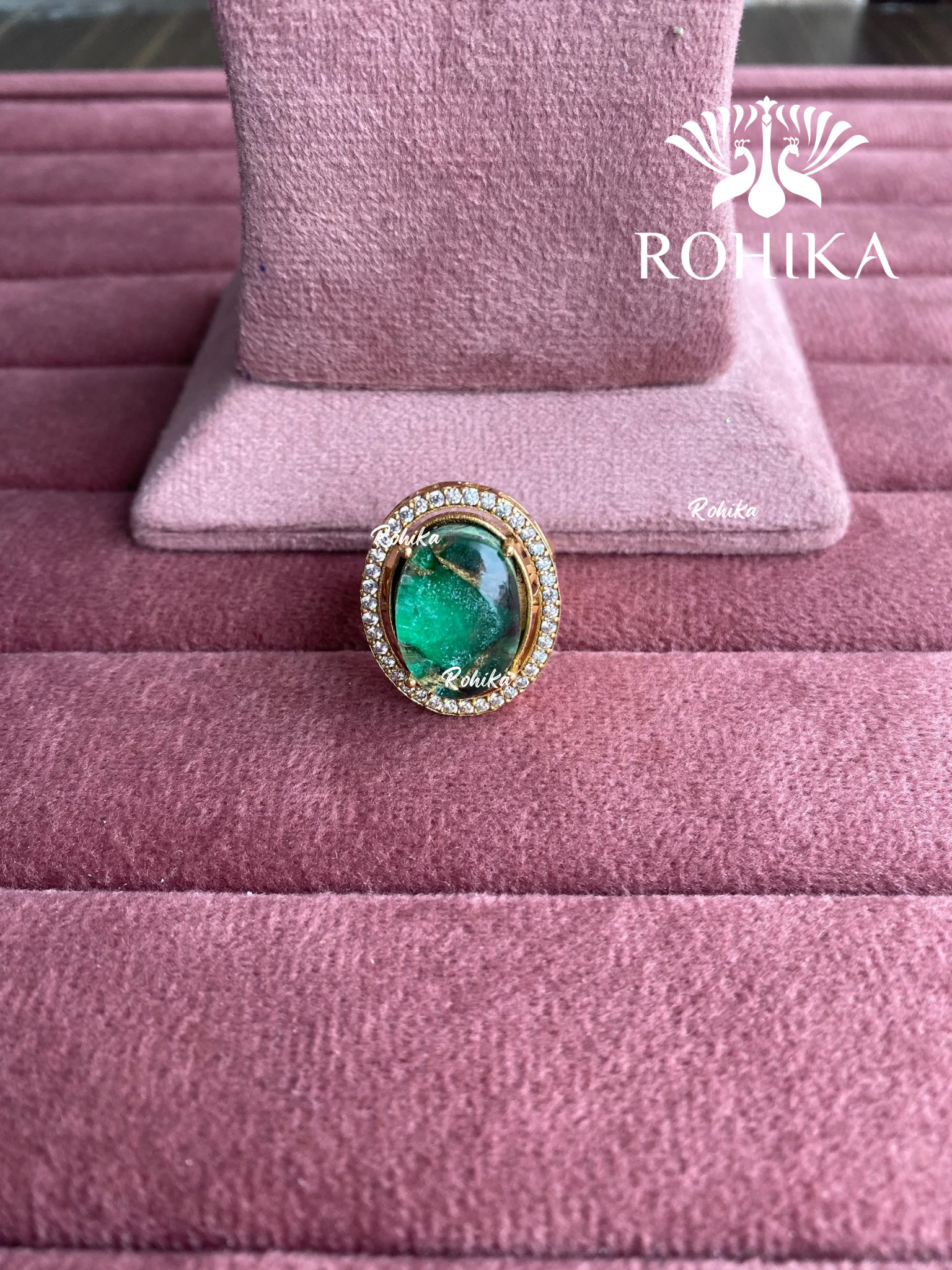 Angana polki kundan ring (SG-090) - Green 