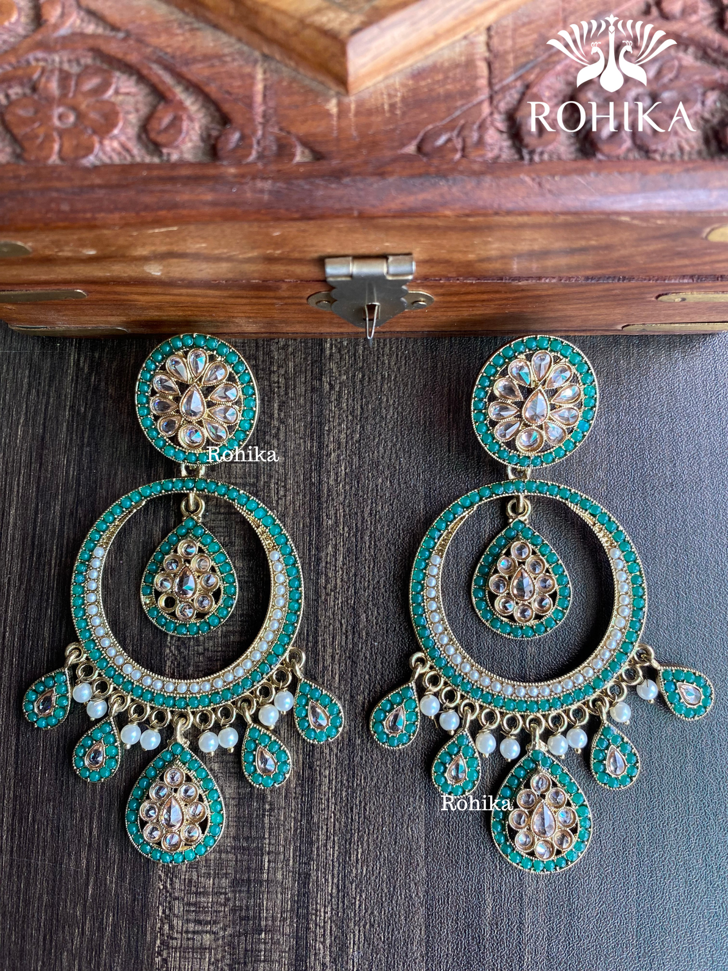 Sitara polki earrings - Dark Green