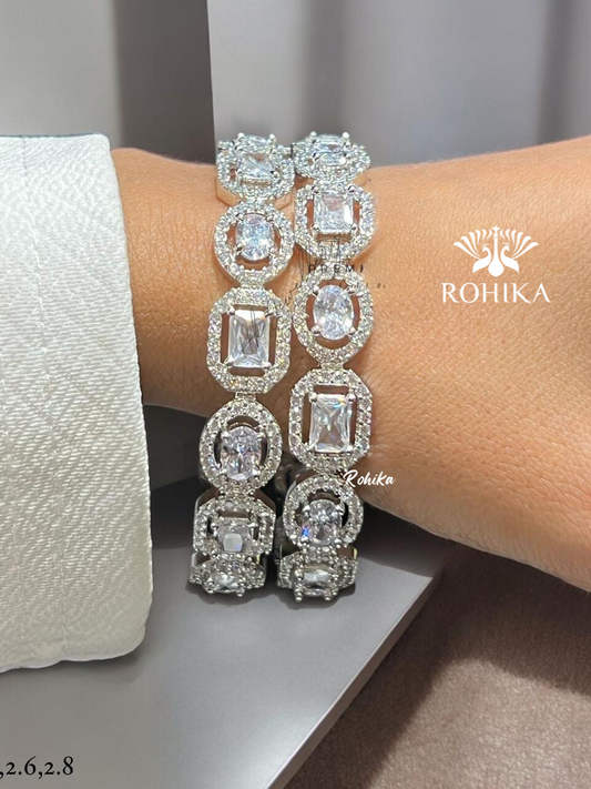 Beautifull american diamond bangles  -White