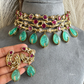 Floral choker set -  Ruby red & mint green