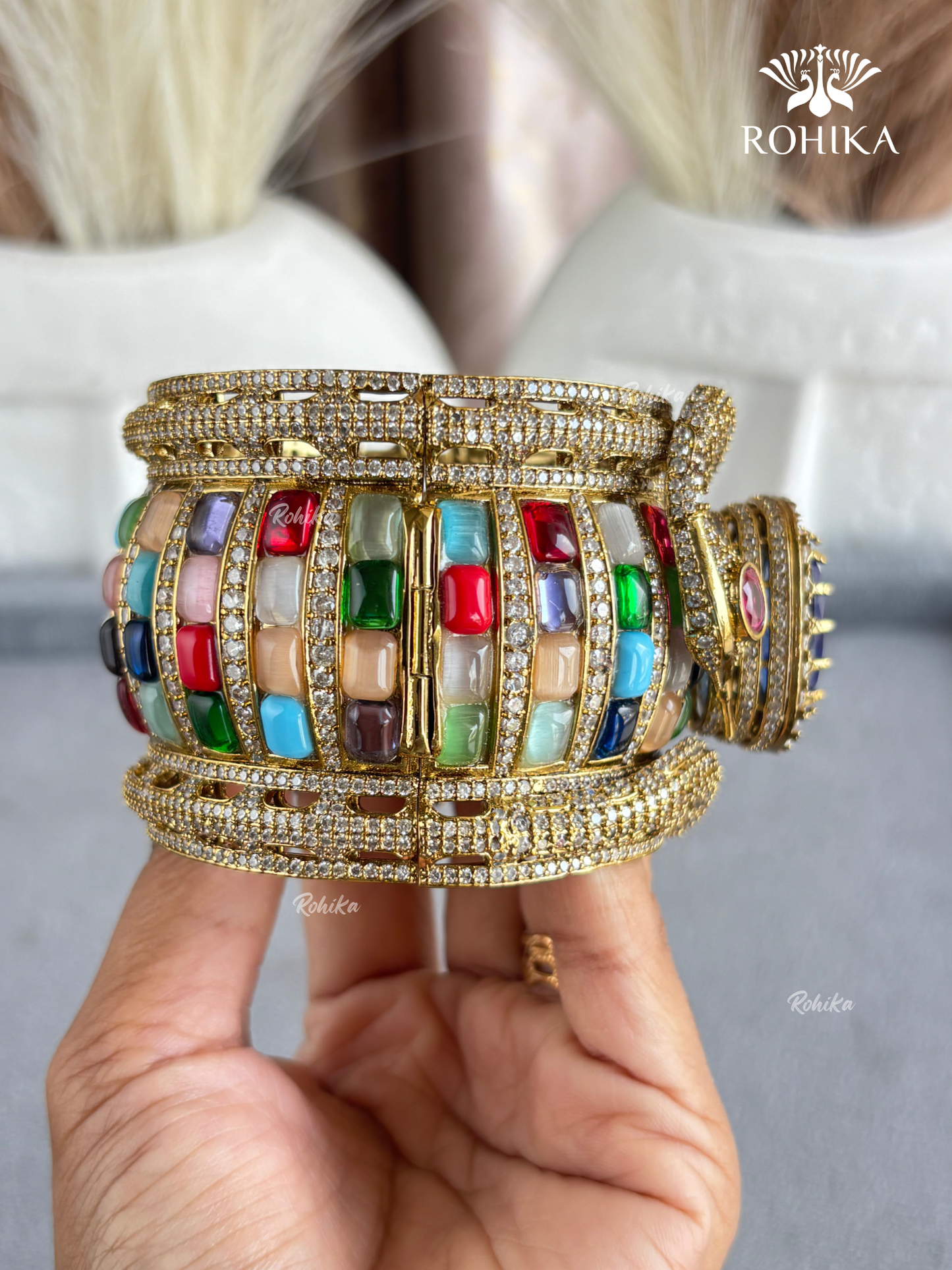 Sabya Deisgner Semi-Precious Kada (SSB004) -  Multi Colour