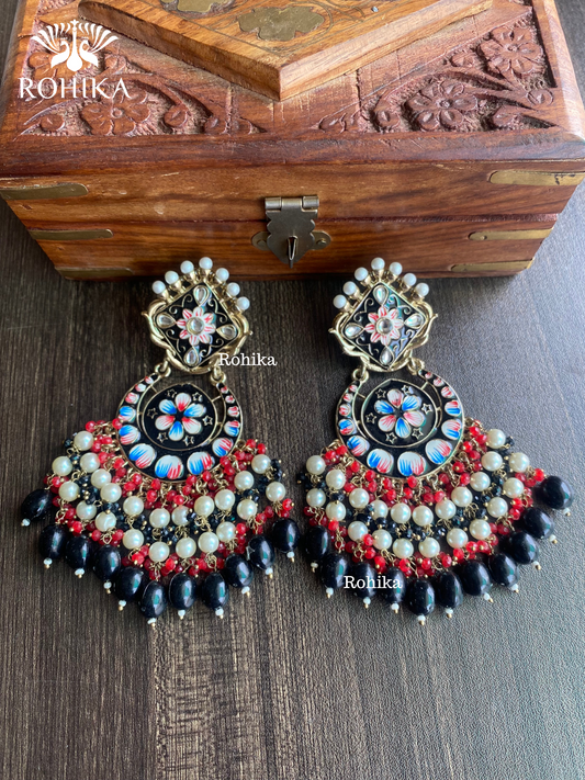 Rashmi meenakari earrings - Black