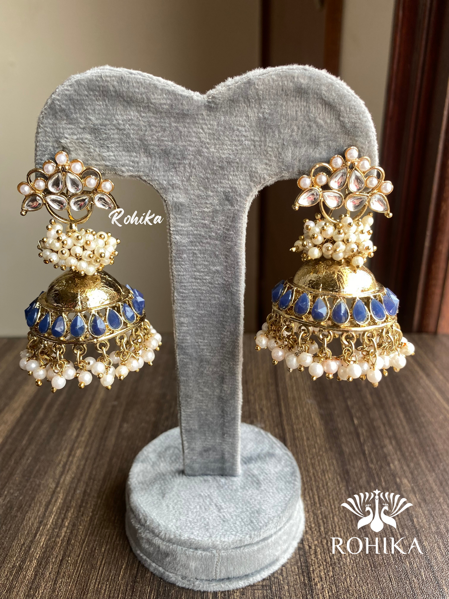 Isha jhumka earrings - Blue