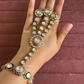 Bikaneri kundan haathphool (HP022) - Green and Ruby Red
