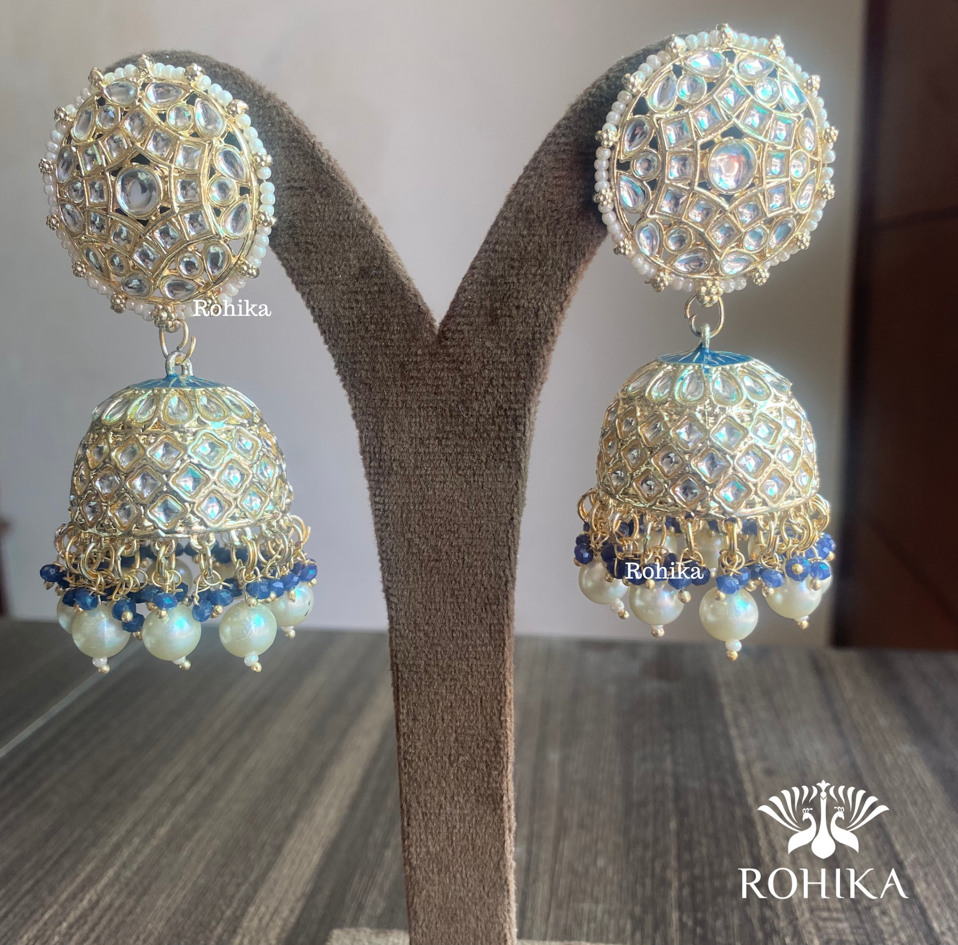 Manya jhumka earrings - Dark Blue