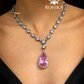 Emily american diamond necklace set - Pink