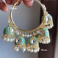 Neena meenakari jhumki bali earrings - Mint green