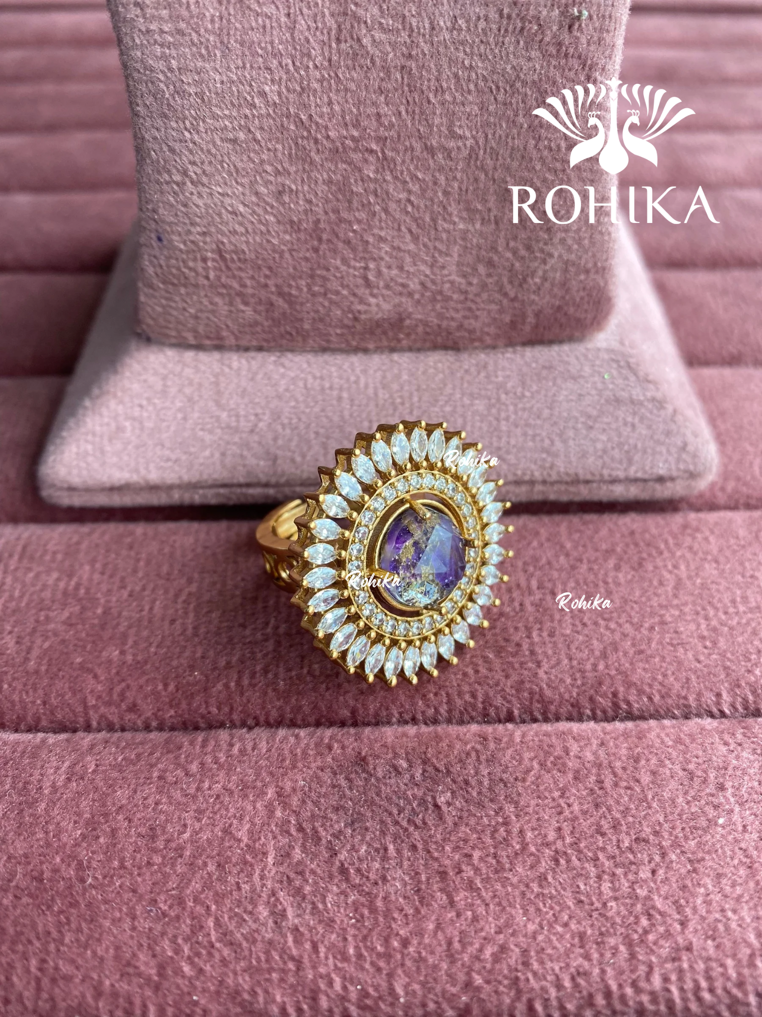 Angana polki kundan ring (SG-121) - purple