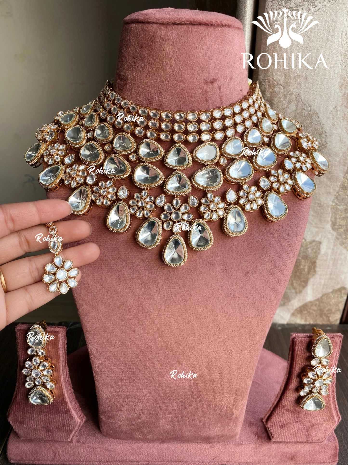 Vansha polki kundan necklace set - White