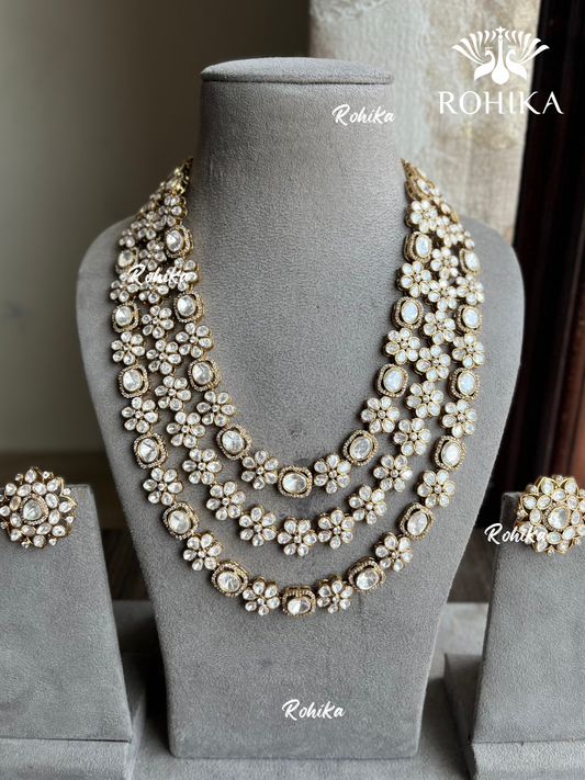 Priyasi moisanite long necklace set - White