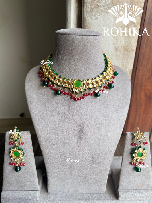 Deepu choker set - Green & red