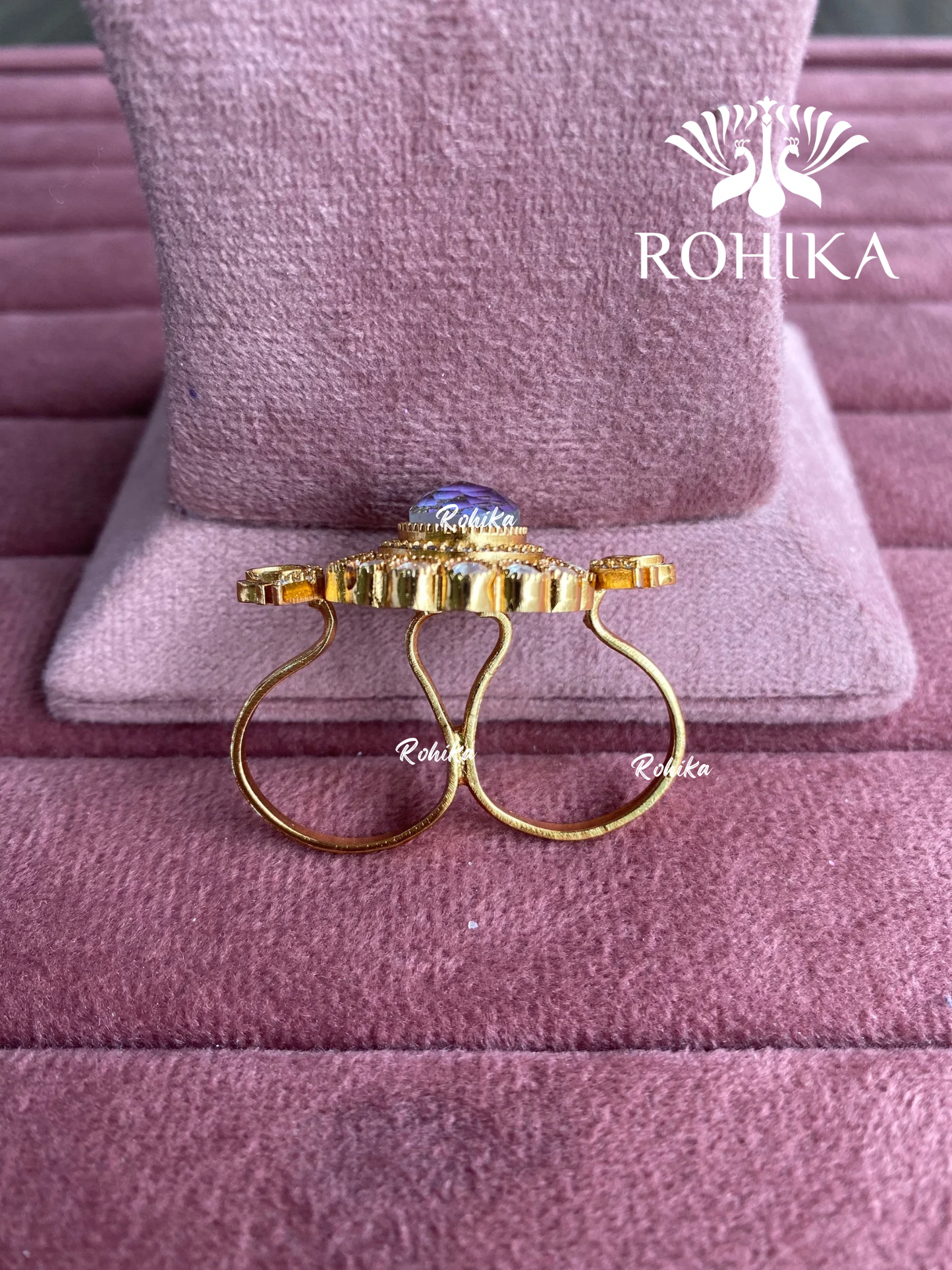 Angana polki kundan ring (SG-145) - Purple