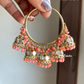 Leena mirror jhumki bali earrings - Dark peach