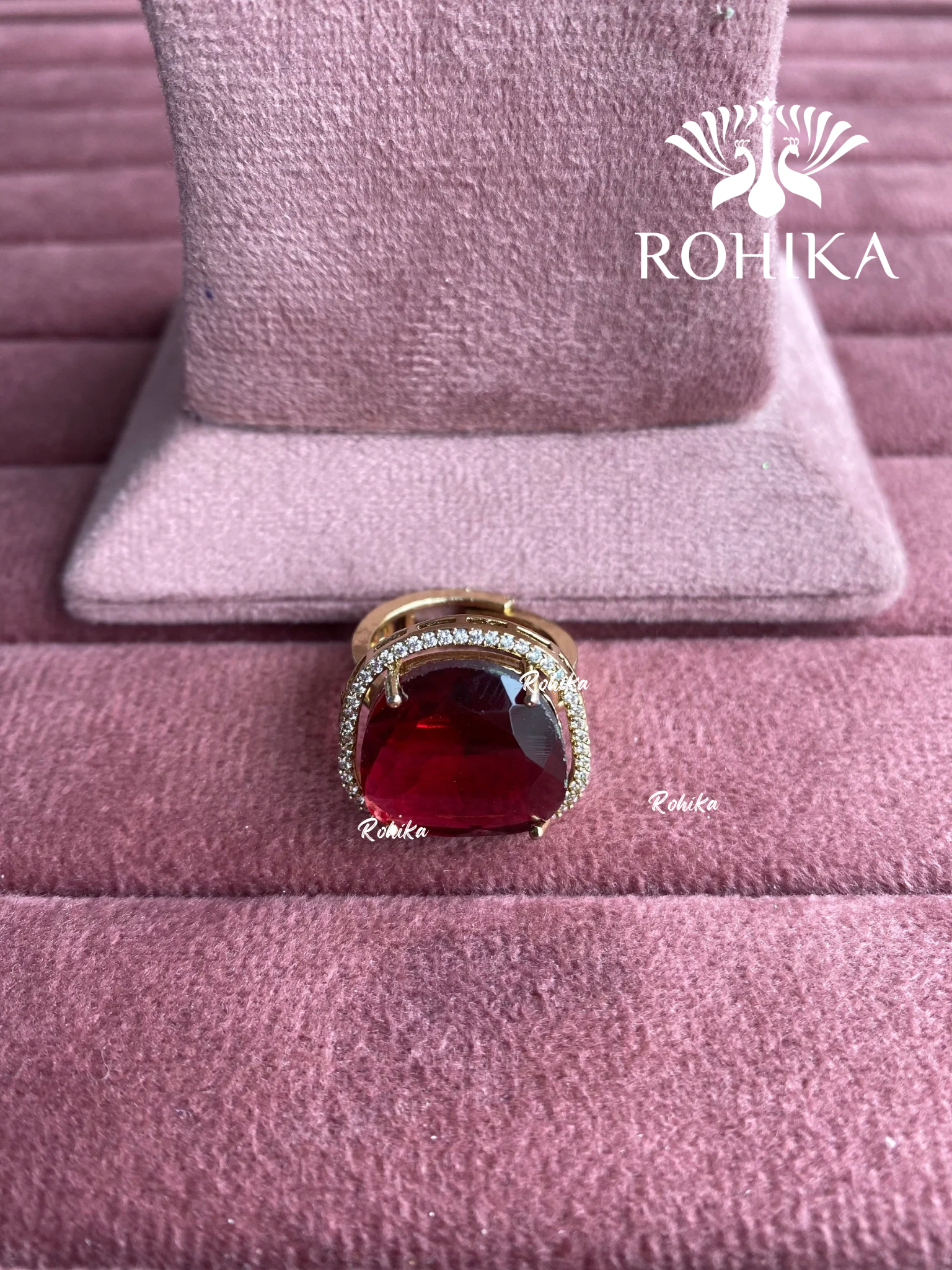 Angana polki kundan ring (SG-125) - Ruby red