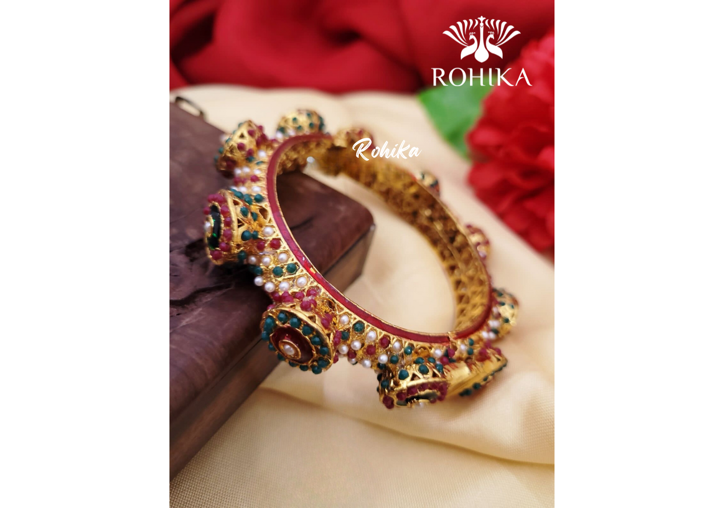 Navya jadau bangles (Single) -Multi colour