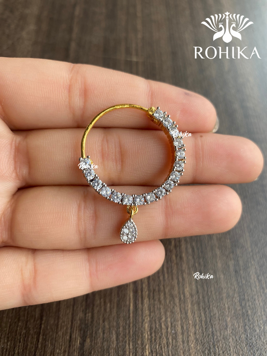 Riya AD stone Nath (059) - Golden & silver