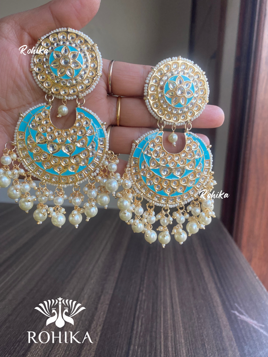 Tisha earrings and maangtikka combo - Blue