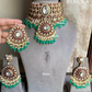 Mriga polki kundan choker set - Mint Green