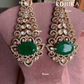 Chandrika polki kundan earrings - Green - Rohika Store