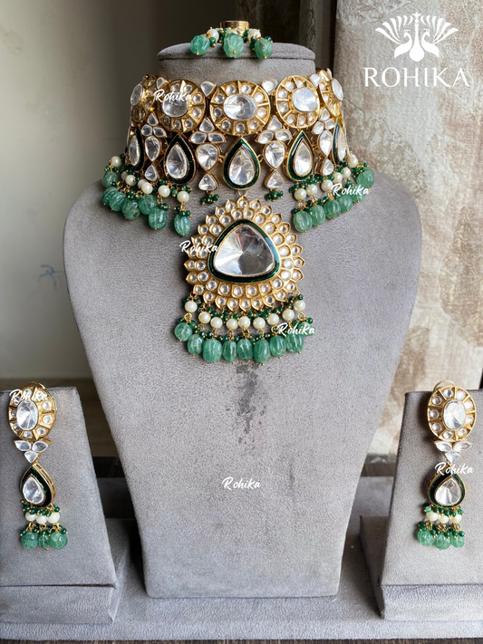 Saheli moisanite choker set - Mint green