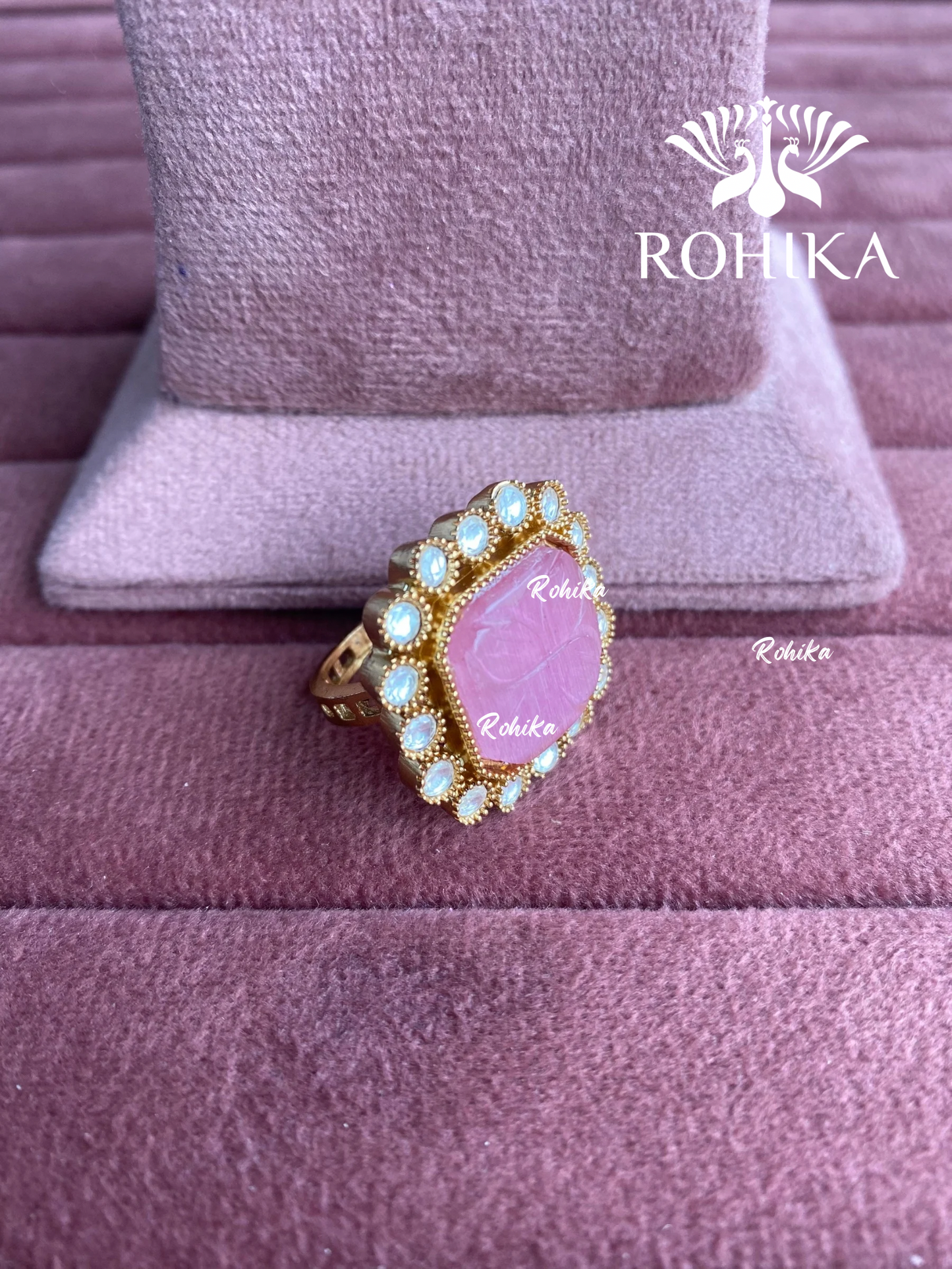 Angana polki kundan ring (SG-132) - Pink